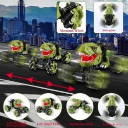 Monster Trucks for Boys Dinosaur Remote Control Car with Music and Led Lights Kids Outdoor Toys 360°Rotation RC Car Toys for ...