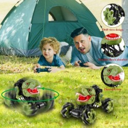 Monster Trucks for Boys Dinosaur Remote Control Car with Music and Led Lights Kids Outdoor Toys 360°Rotation RC Car Toys for ...