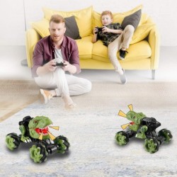 Monster Trucks for Boys Dinosaur Remote Control Car with Music and Led Lights Kids Outdoor Toys 360°Rotation RC Car Toys for ...