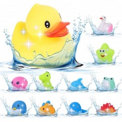 Baby Bath Toys 12 Pcs Light Up Floating Animal Toys Set Bathtub Toys Flashing Color Changing Light for Baby Toddler Nephew Sh...