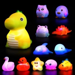 Baby Bath Toys 12 Pcs Light Up Floating Animal Toys Set Bathtub Toys Flashing Color Changing Light for Baby Toddler Nephew Sh...