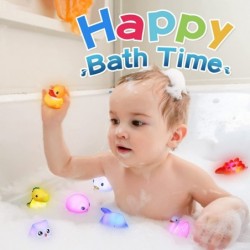 Baby Bath Toys 12 Pcs Light Up Floating Animal Toys Set Bathtub Toys Flashing Color Changing Light for Baby Toddler Nephew Sh...