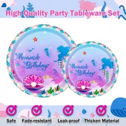 48 Pcs Mermaid Party Decorations Mermaid Birthday Party Supplies Plates and Napkins Sets Ocean Theme Dessert Plates Napkins f...