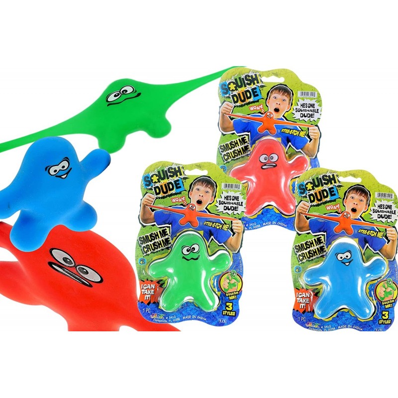 Squish Dude Stretchy Gel Man-Fidget Toy (3 Squish Dude Assorted). Stress & Anxiety Relief Sensory Toys for Kids and Adult. Pa...