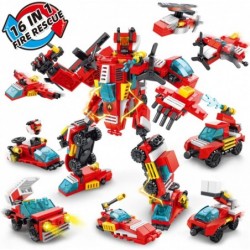 16 in 1 Fire Truck Building Toys 356 PCS Building Blocks Set for Kids 6-10 City Fire Rescue Vehicles Kit Erector Set Robot Bu...