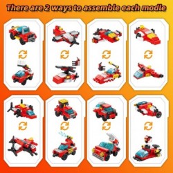 16 in 1 Fire Truck Building Toys 356 PCS Building Blocks Set for Kids 6-10 City Fire Rescue Vehicles Kit Erector Set Robot Bu...