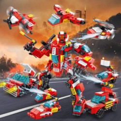 16 in 1 Fire Truck Building Toys 356 PCS Building Blocks Set for Kids 6-10 City Fire Rescue Vehicles Kit Erector Set Robot Bu...