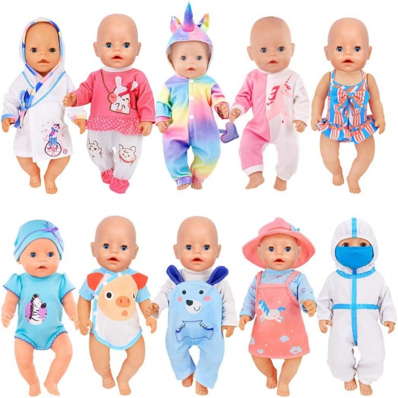 10 Sets Doll Clothes Doll Accessories Doctor Protective Suit Unicorn Lovely Animals for 16-18 inch Baby Doll 18 Inch Doll $49...