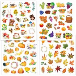 Thanksgiving Stickers Watercolor Autumn Stickers Fall Yellow Leaves Pumpkin Harvest Sticker 200 Assortment 8 Sheets $18.18 Ki...