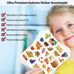 Thanksgiving Stickers Watercolor Autumn Stickers Fall Yellow Leaves Pumpkin Harvest Sticker 200 Assortment 8 Sheets $18.18 Ki...