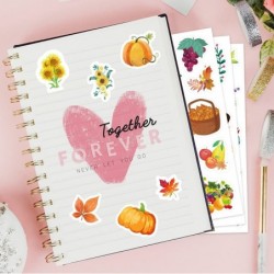 Thanksgiving Stickers Watercolor Autumn Stickers Fall Yellow Leaves Pumpkin Harvest Sticker 200 Assortment 8 Sheets $18.18 Ki...