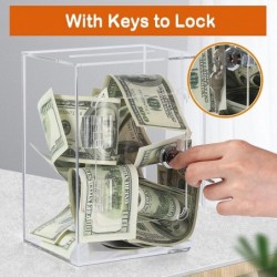 Piggy Bank with Lock and Keys for Reuse Clear Acrylic Money Bank for Kids Boys Girls Adults (2022 Upgraded New Version) $63.7...