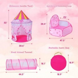 3pc Princess Fairy Tale Xmas Gift Kids Play Tent Oval Crawl Tunnel Ball Pit for Toddlers Indoor & Outdoor Playhouse Castle To...