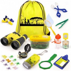 Kids Explorer Kit 24 PCS Outdoor Adventure Camping Kit & Bug Catcher Kit with Drawstring Bag Binoculars Compass Butterfly Net...