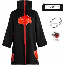 Akatsuki Cloak Kids - Unisex Uniform Anime Long Cloak with Accessorie Set - Halloween Cosplay Costume Suit for Boys and Girls...