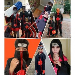 Akatsuki Cloak Kids - Unisex Uniform Anime Long Cloak with Accessorie Set - Halloween Cosplay Costume Suit for Boys and Girls...