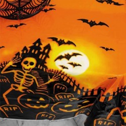 3pcs Halloween Plastic Tablecloth Waterproof Disposable Tablecloths of Different Sizes with Pumpkin Skeleton Bat Sunset and O...