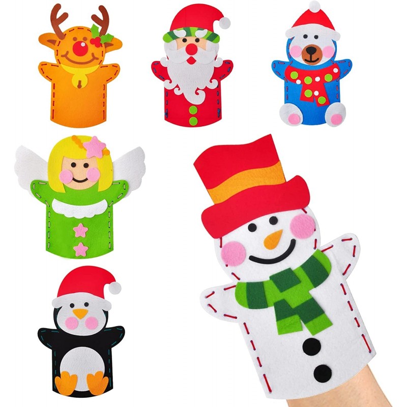 6Pcs Hand Puppet Making Kit for Kids Creative DIY Make Your Own Puppets Art Craft Non-Woven Fabric Puppet Storytelling Role P...