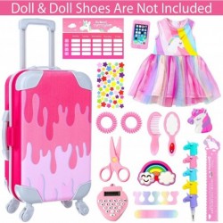 18 Inch Girl Doll Clothes and Accessories for Doll School Play Set Includes Suitcase Clothes Sticker Class Schedule Card Comb...