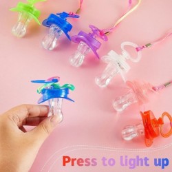 24 Pcs LED Light up Pacifier Necklace Toy Halloween Rave Pacifier Glowing Flashing LED Light up Pacifier for Teens and Adults...