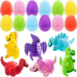 12 Sets Easter Dinosaur Deformation Eggs Toys 6 Different Dinosaur Filled Craft Kits with Colorful Easter Eggs for Kids Boys ...