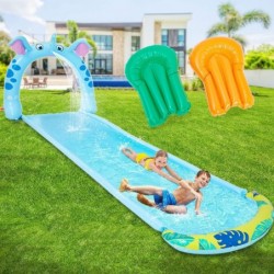 Lawn Slip and Slide Water Slip with 2 Bodyboards 15.7Ft Spraying Inflatable Water Slide Backyard and Outdoor Swimming Pool Ga...