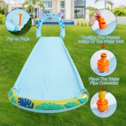 Lawn Slip and Slide Water Slip with 2 Bodyboards 15.7Ft Spraying Inflatable Water Slide Backyard and Outdoor Swimming Pool Ga...