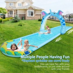 Lawn Slip and Slide Water Slip with 2 Bodyboards 15.7Ft Spraying Inflatable Water Slide Backyard and Outdoor Swimming Pool Ga...