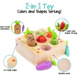 Color and Shapes Sorting Montessori Toys - Vegetables Carrot Harvest Game with Facial Expressions Moods - Wooden Toys for 2 3...