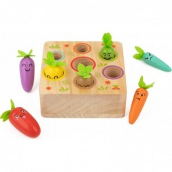 Color and Shapes Sorting Montessori Toys - Vegetables Carrot Harvest Game with Facial Expressions Moods - Wooden Toys for 2 3...