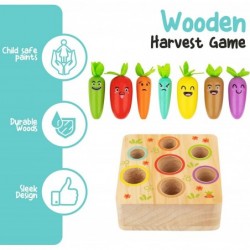 Color and Shapes Sorting Montessori Toys - Vegetables Carrot Harvest Game with Facial Expressions Moods - Wooden Toys for 2 3...