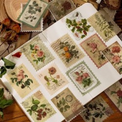 240 Pieces Vintage Plant Postage Stamp Stickers Flowers Aesthetic Journal Stickers Beauty Stickers for Scrapbooking Journalin...