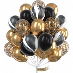 Gold and Black Balloons 70 pcs Black Balloons White Balloons Black Marble Balloons Gold Metallic Balloons Gold Confetti Ballo...