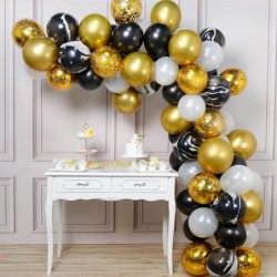 Gold and Black Balloons 70 pcs Black Balloons White Balloons Black Marble Balloons Gold Metallic Balloons Gold Confetti Ballo...