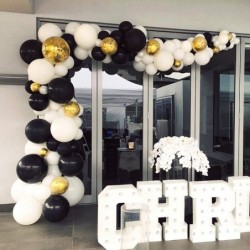 Gold and Black Balloons 70 pcs Black Balloons White Balloons Black Marble Balloons Gold Metallic Balloons Gold Confetti Ballo...