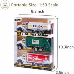 3 Pack Diecast Transport Vehicles Truck Toys Set Garbage Truck Tanker Truck Delivery Truck 1:50 Scale Pull Back Metal Model C...