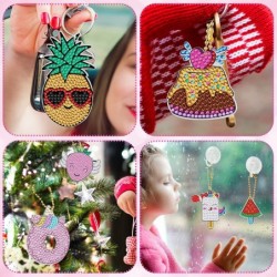 10 Sets 5D Diamond Painting Kits Keychain for Kids Make Your Own Diamond Art Kids Stickers Kit Paint by Number Gem Keychains ...