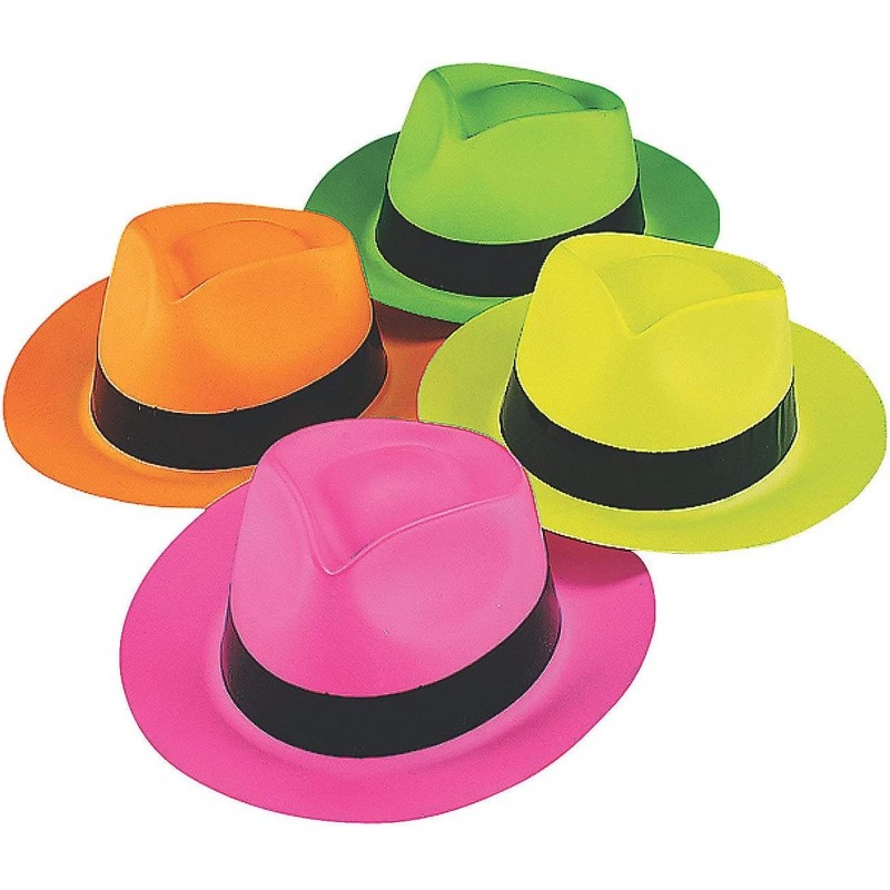 Neon Color Plastic Gangster Hats for Party - Apparel Accessories - Hats - Party Hats - Party - 12 Pieces $44.06 Kids' Party Hats