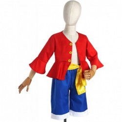 ONE PIECE Monkey D Luffy Costume Kids Luffy Red Shirt Cosplay Wano Outfits Dress Up for Halloween Comic Con $50.51 Kids' Cost...