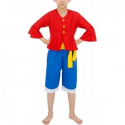 ONE PIECE Monkey D Luffy Costume Kids Luffy Red Shirt Cosplay Wano Outfits Dress Up for Halloween Comic Con $50.51 Kids' Cost...