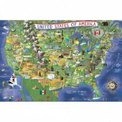 USA Map Puzzle 1000 Piece for Adults United States of America Patriotic Jigsaw Puzzle & Bonus Fact Poster Premium Materials 2...