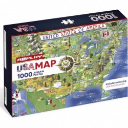 USA Map Puzzle 1000 Piece for Adults United States of America Patriotic Jigsaw Puzzle & Bonus Fact Poster Premium Materials 2...