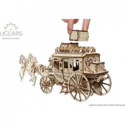 70045 Historical Postcoach DIY Model Kit - Simple and Comprehensive Mechanics - Beautiful and Original Carved Post Horse Carr...