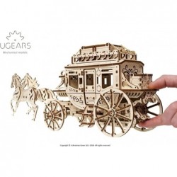 70045 Historical Postcoach DIY Model Kit - Simple and Comprehensive Mechanics - Beautiful and Original Carved Post Horse Carr...