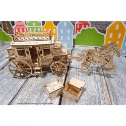 70045 Historical Postcoach DIY Model Kit - Simple and Comprehensive Mechanics - Beautiful and Original Carved Post Horse Carr...