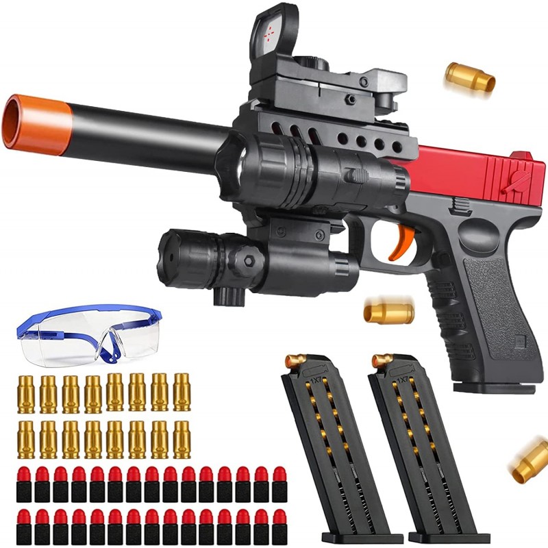 Toy Gun Soft Foam Bullets Safety Soft Bullet Toy Gun a Cool Toy Pistol Great Gift for Boys and Girls (Red Limited Edition) $4...