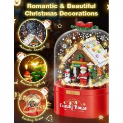 Christmas Music Box Building Block Kit with Auto Rotating Snow Play Christmas Music for Christmas New Year Gifts $29.26 Toy B...