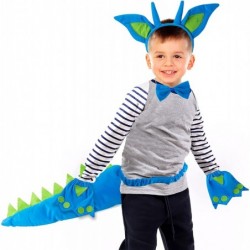 Dragon Tails - Dinosaur Costume - Dino Theme Party - Dress Up - Animal Tails (Blue Green & Yellow Tail) (4 Piece Blue Dragon ...