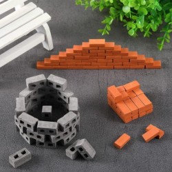 30 Pieces 1/12 Mini Cinder Blocks and 70 Pieces 1/16 Mini Red Bricks Miniature Bricks DIY Fake Bricks for Miniature Model Bui...