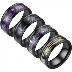 4PCS Rings for Men Black Ring Set Spinner Rings for Anxiety Stress Mens Fidget Band Rings Titanium Rings for Women Fidget Rin...